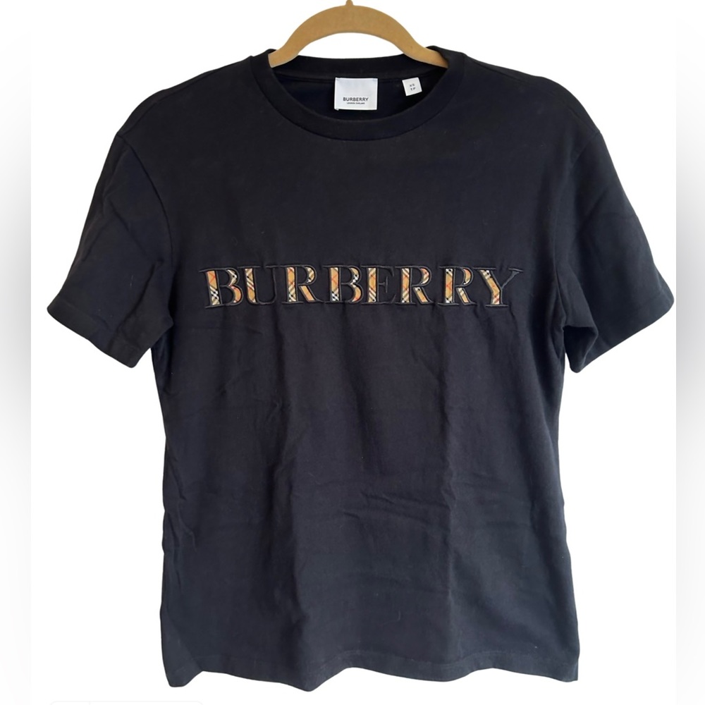 Burberry Check Logo Cotton T-shirt Black XS